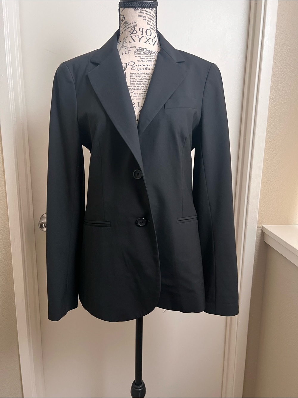 Theory Black Wool Blend Tailored Blazer Made in USA Size 10